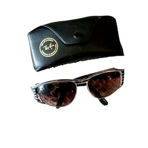 Ray Ban Black and Silver Sunglasses Women's Vintage